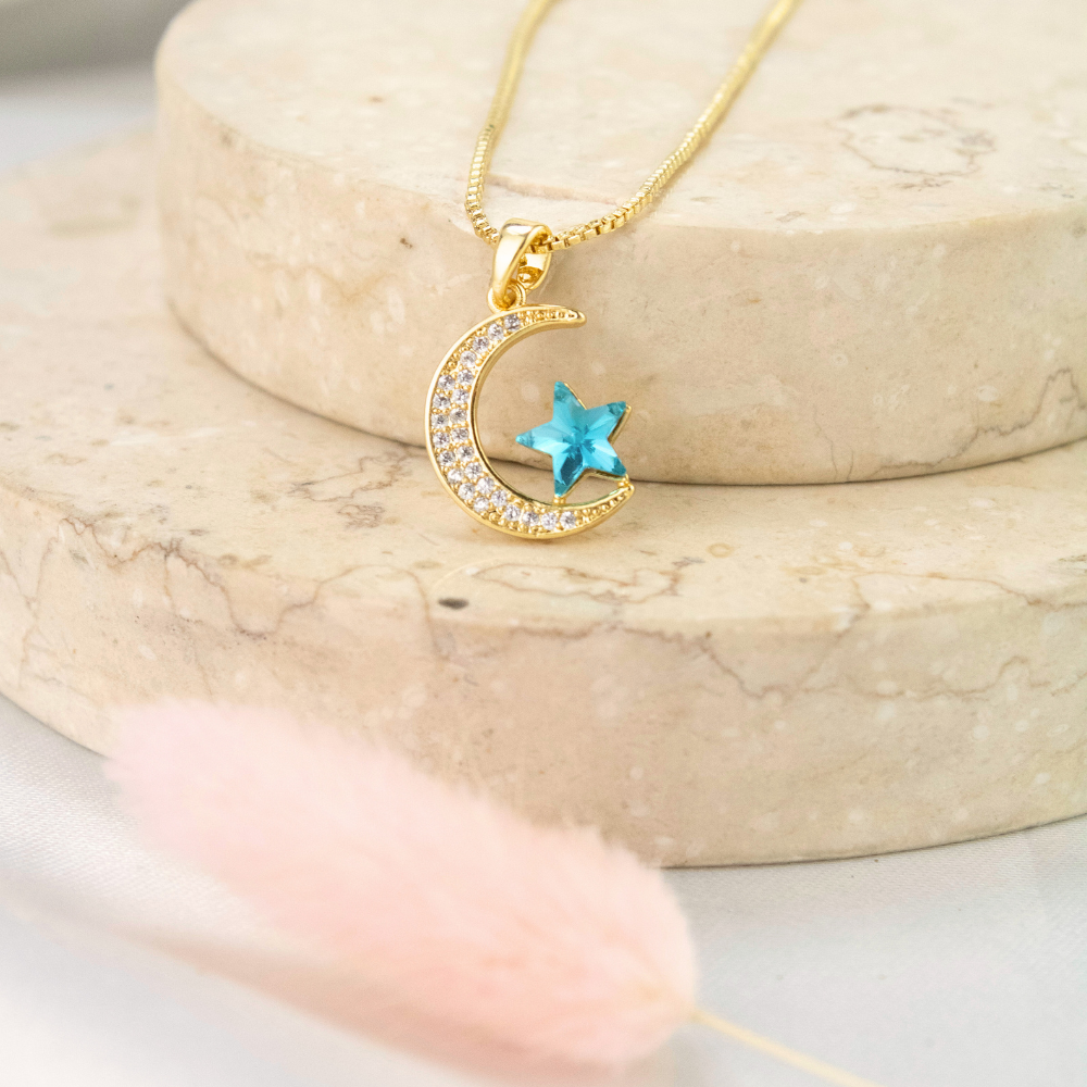 Collar Andrómeda Estrella Azul Acero