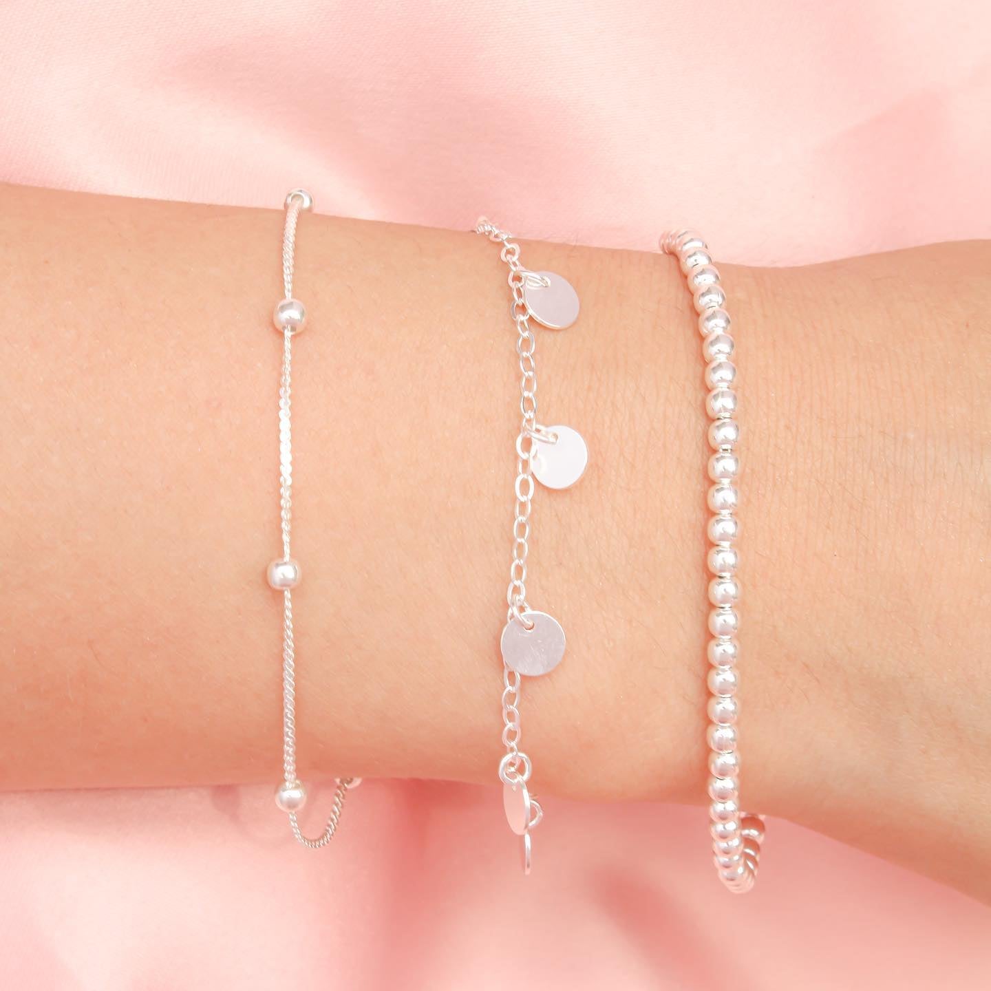 Pulsera Bolas Plata Mujer