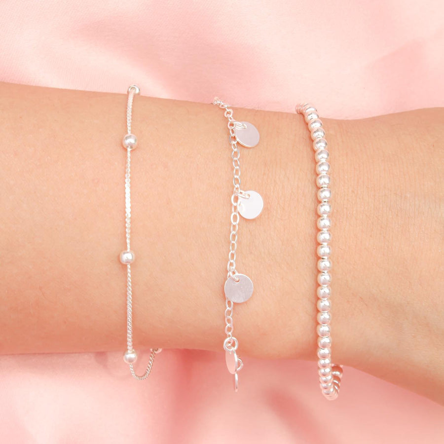 Pulsera Bolas Plata Mujer