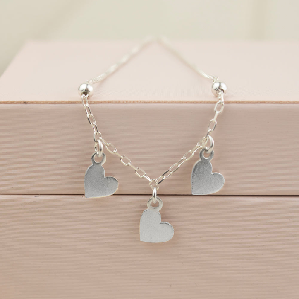 Pulsera 3 Corazones Plata