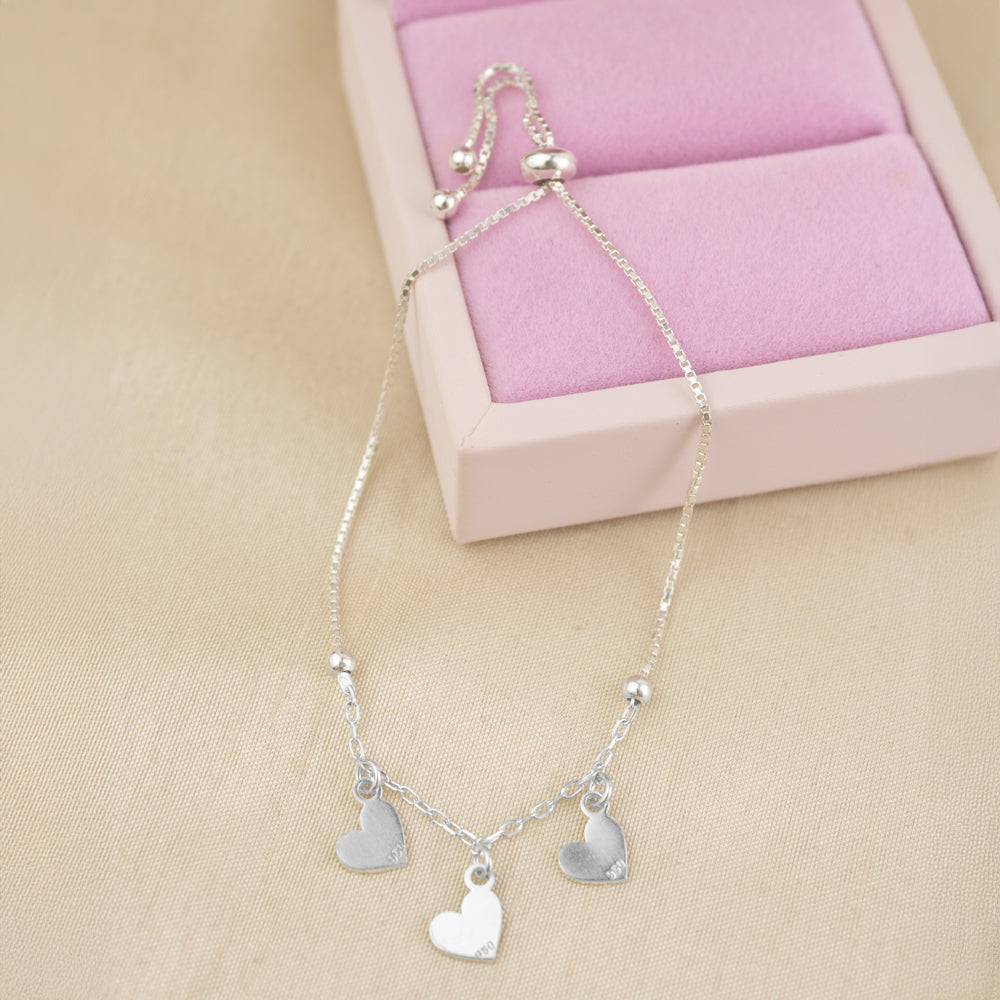 Pulsera 3 Corazones Plata