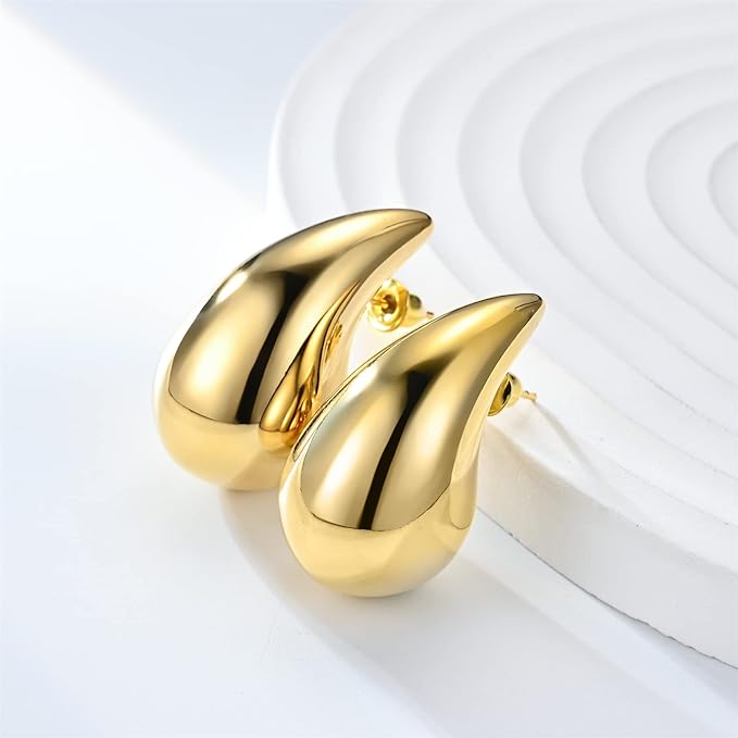 aretes de gota, aretes en tendencia, aretes dorados