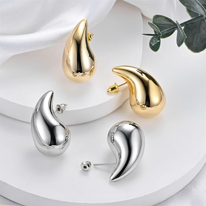 aretes de gota, aretes en tendencia, aretes plateados