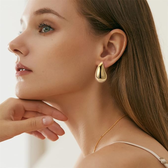 aretes de gota, aretes en tendencia, aretes dorados