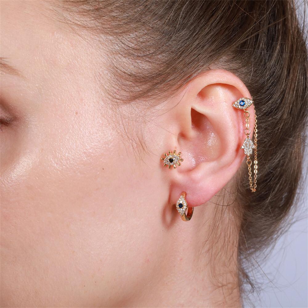 Arete Ojo Turco Pendiente Baño de Oro AQ