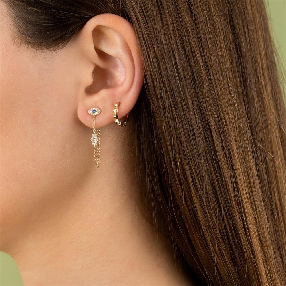 Arete Ojo Turco Pendiente Baño de Oro AQ