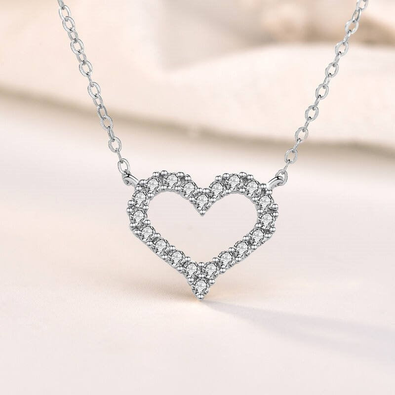 Collar Blair Corazón Con Circones Plata