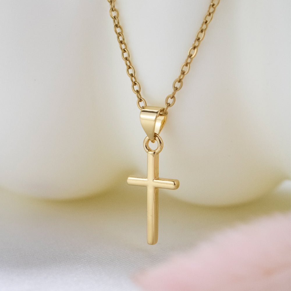 collar religioso, collar dorado de cruz, collar de cruz lisa, collar dorado religioso, collar delicado de cruz