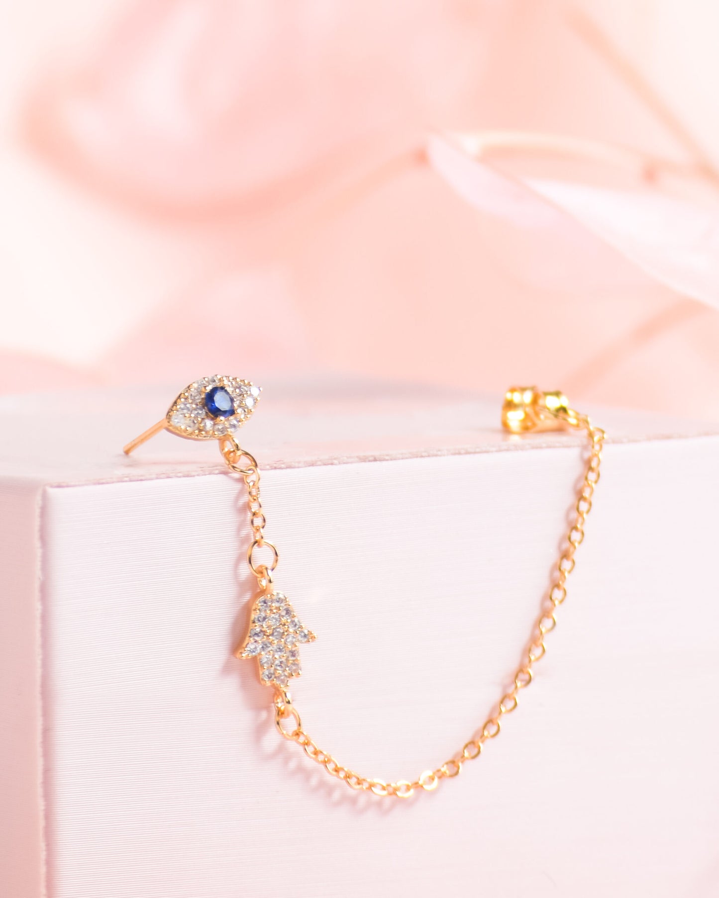 Arete Ojo Turco Pendiente Baño de Oro AQ