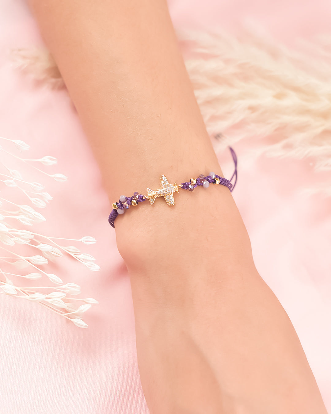pulsera de hilo regulable, pulsera regulable, pulsera con dije avion