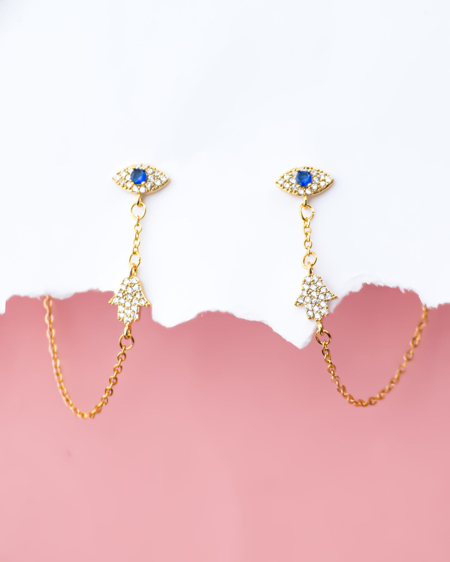 Arete Ojo Turco Pendiente Baño de Oro AQ