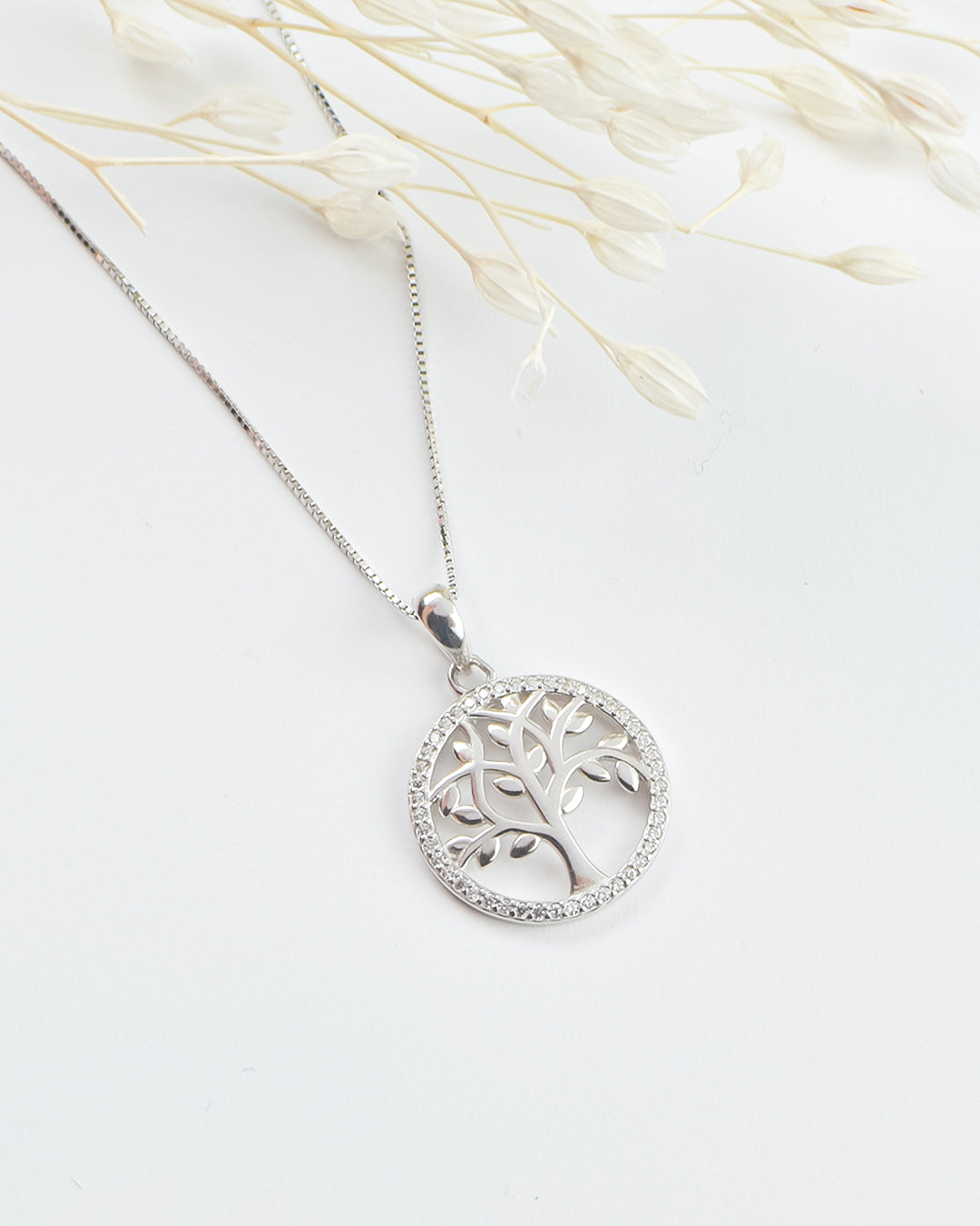 collar de plata con arbol de la prosperidad, collar de plata de arbol, collar con dije de arbol, collar plateado