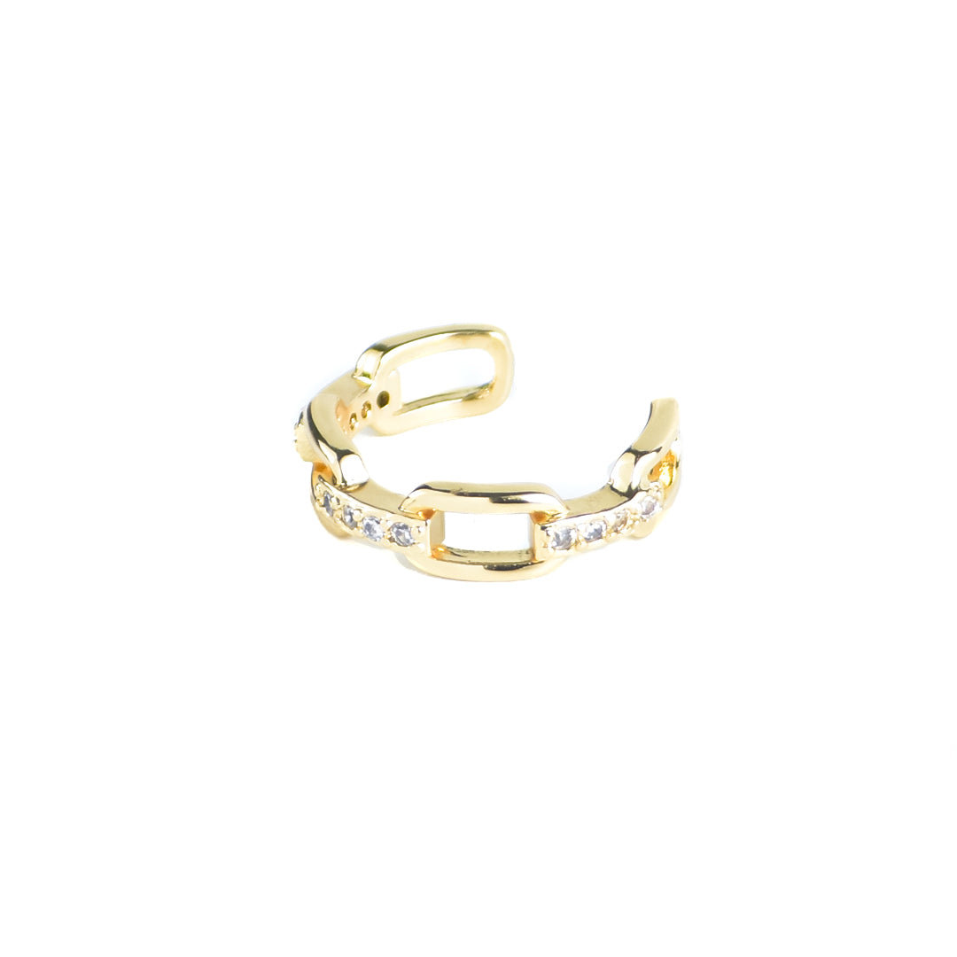ear cuff dorado, ear cuff dorado con piedras, ear cuff de cadena