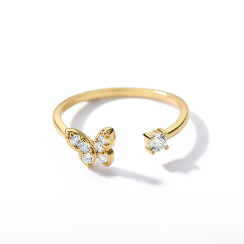 Anillo Butty Mariposa Regulable Acero Dorado