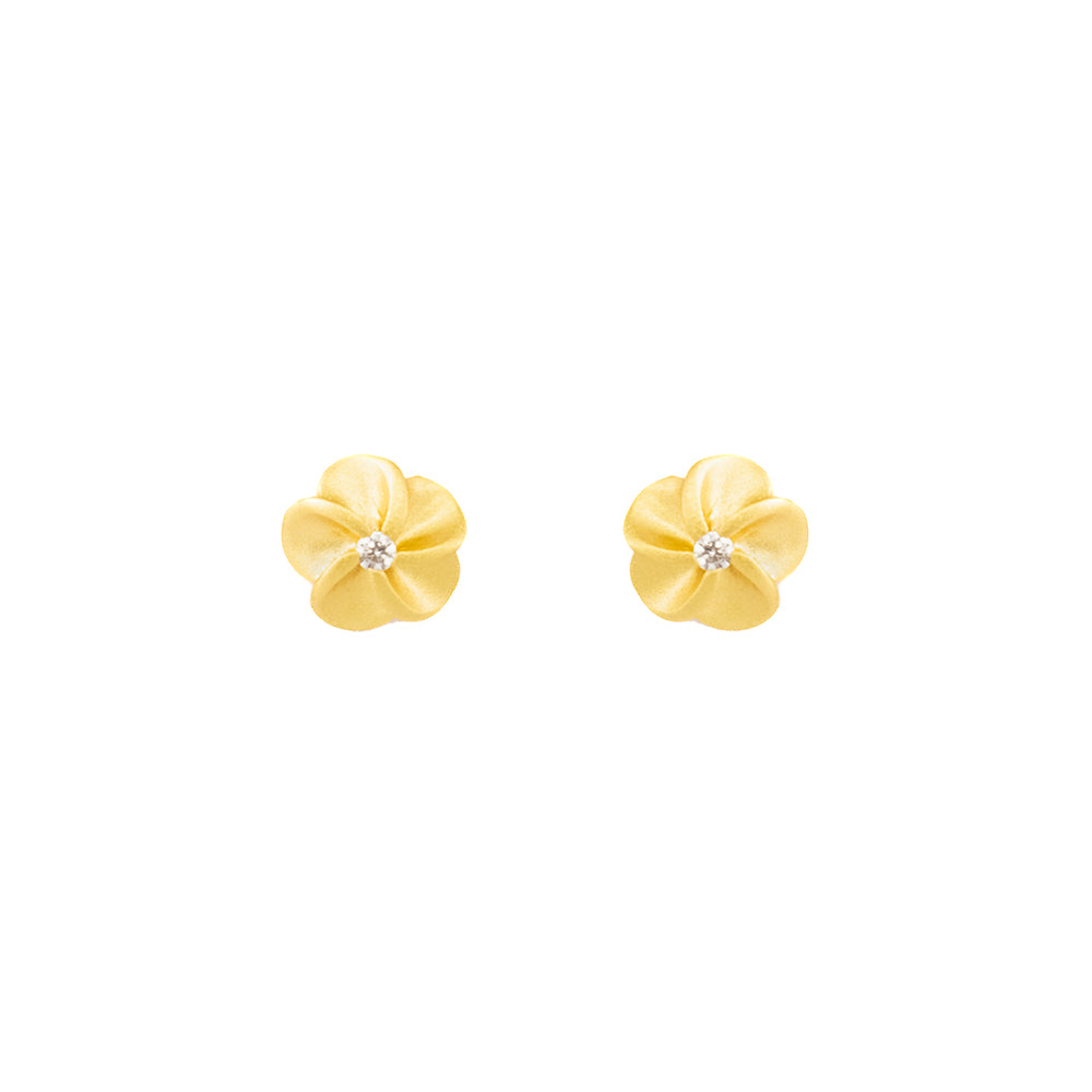 aretes de flor, aretes dorado de flor, aretes pegados, aretes delicados