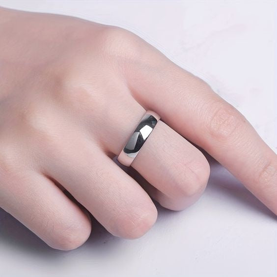 Anillo Aro Media Caña Liso Plata