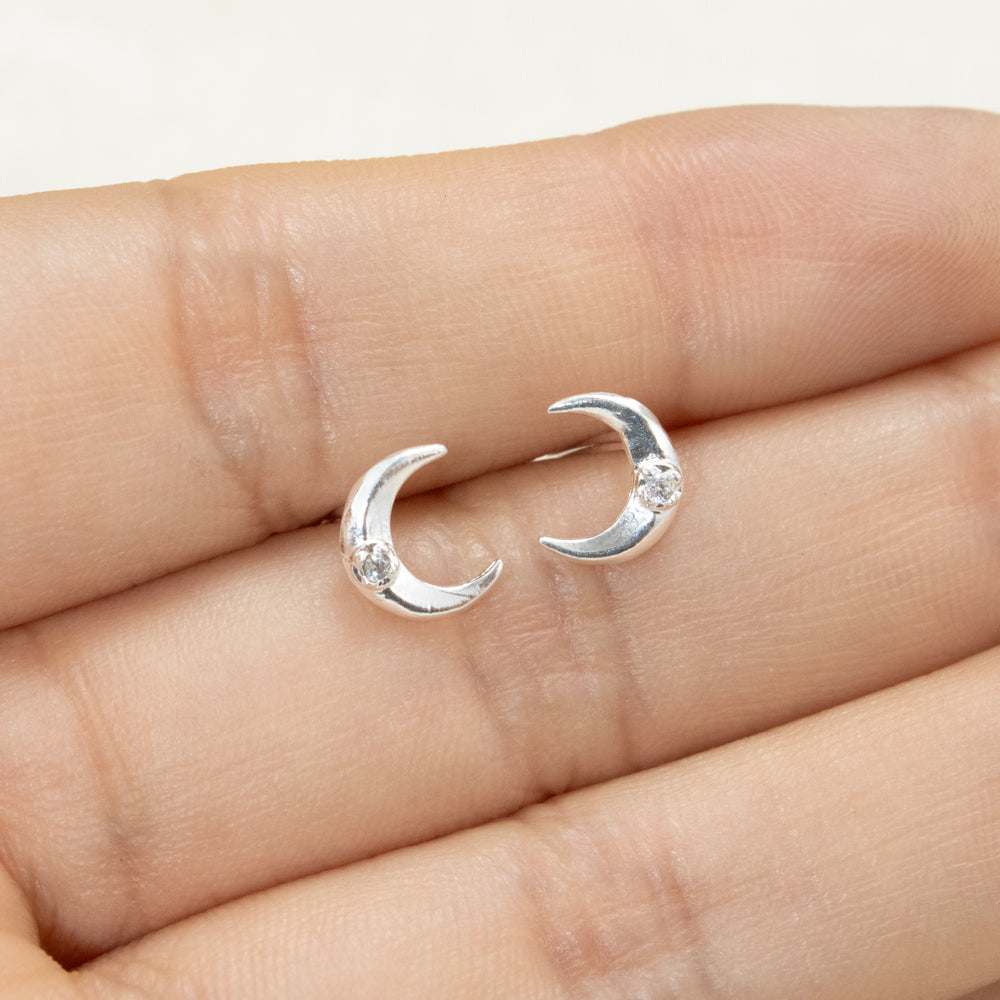 Arete Luna Plateado Plata