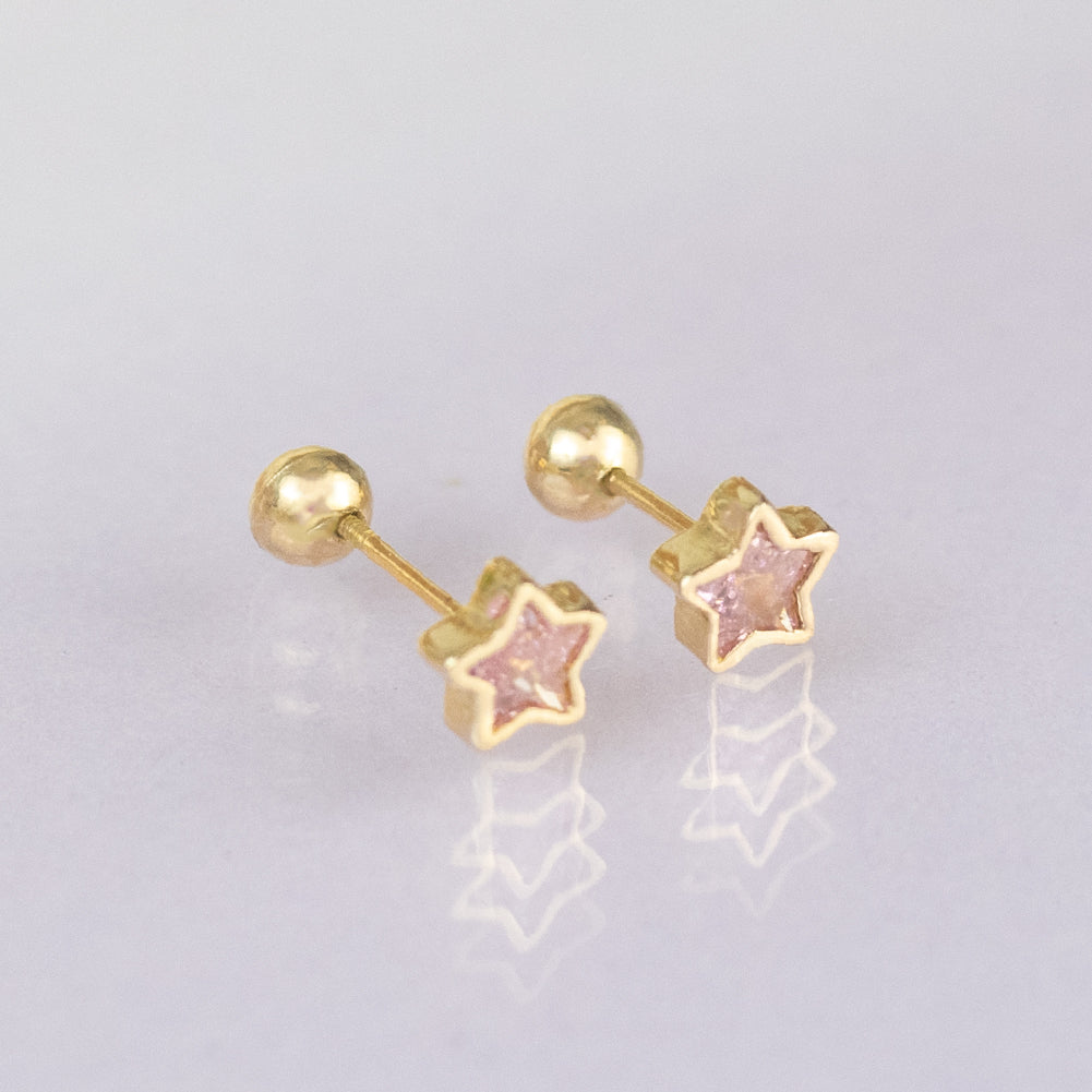 Arete Abridor Estrella Circon Oro 18k