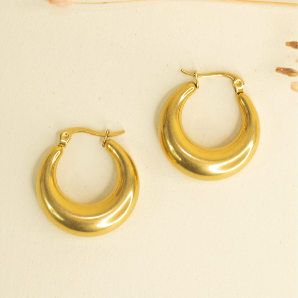 argollas dorada chunky, pendientes doradas