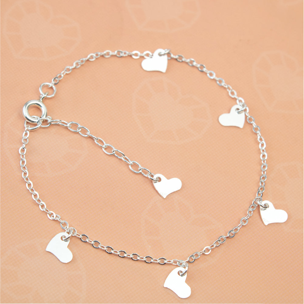 Pulsera Corazones Plata