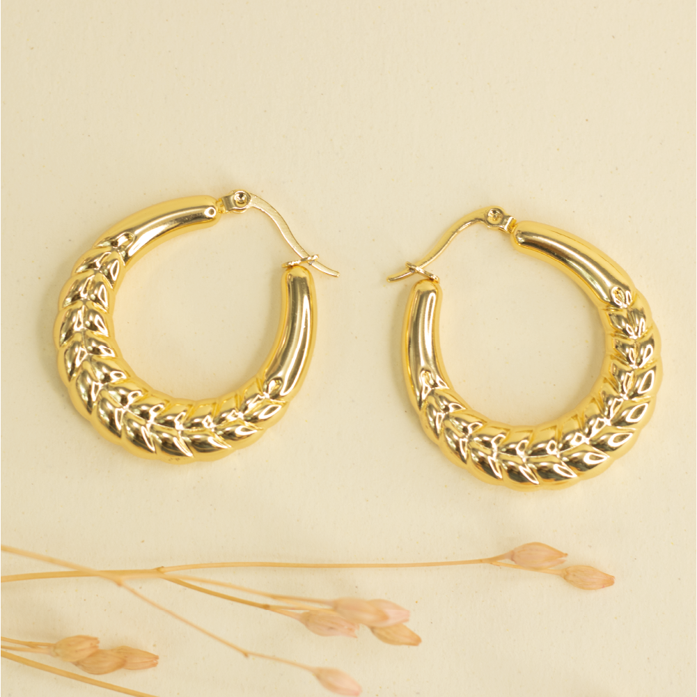 argollas dorada chunky, pendientes doradas