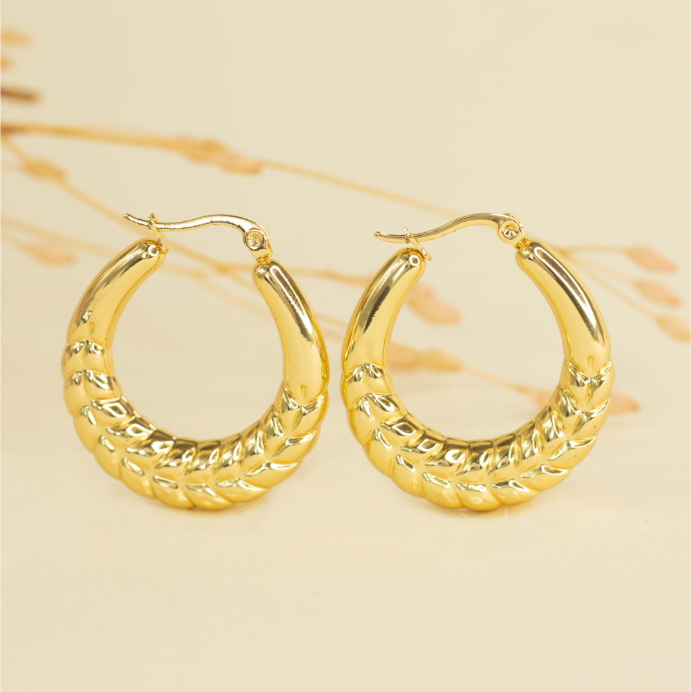 argollas dorada chunky, pendientes doradas