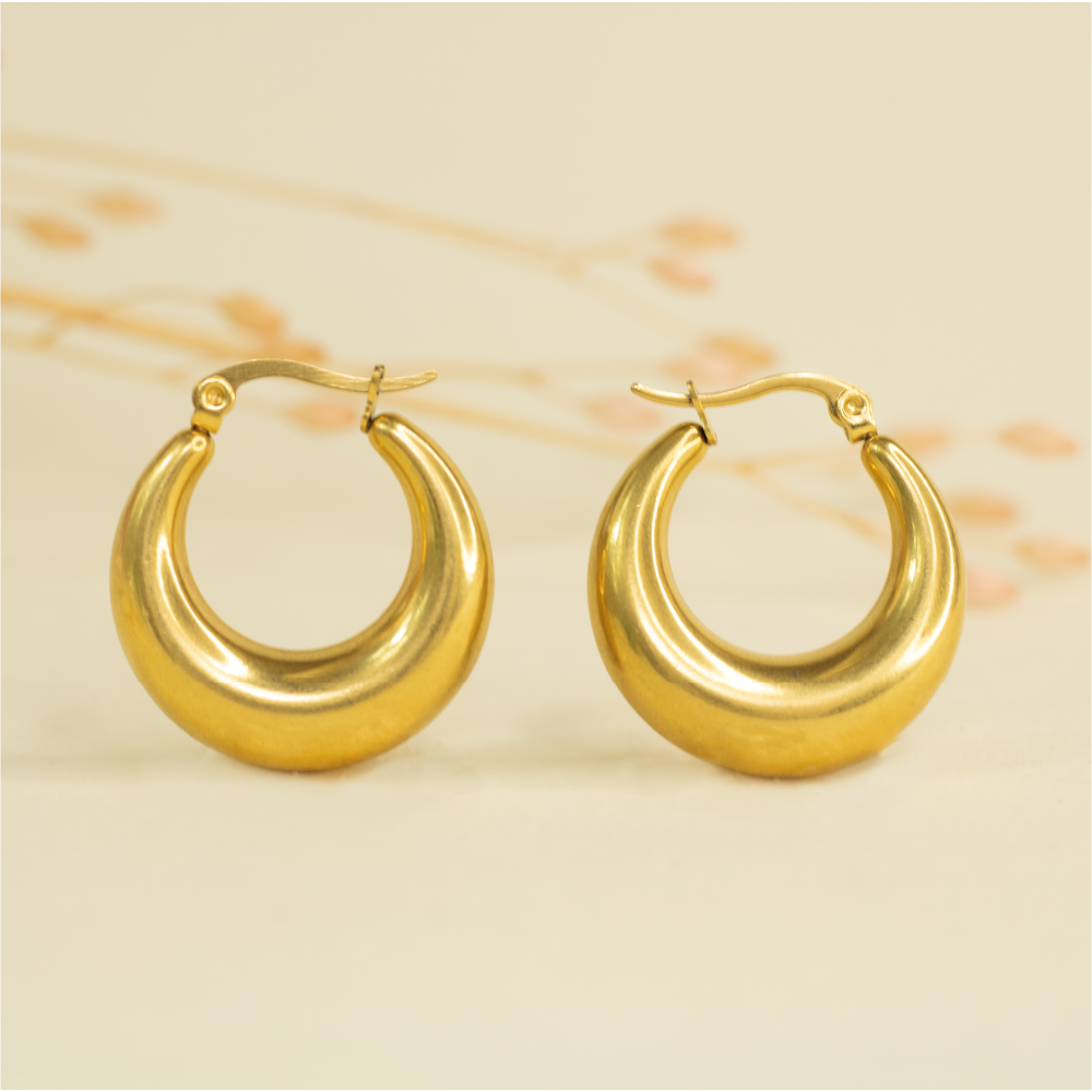 argollas dorada chunky, pendientes doradas