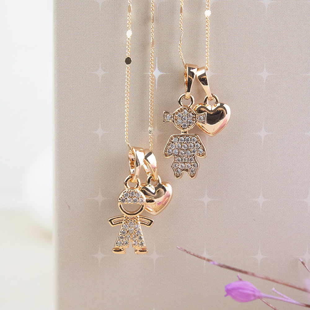 Collar Niño Corazón Rose Acero