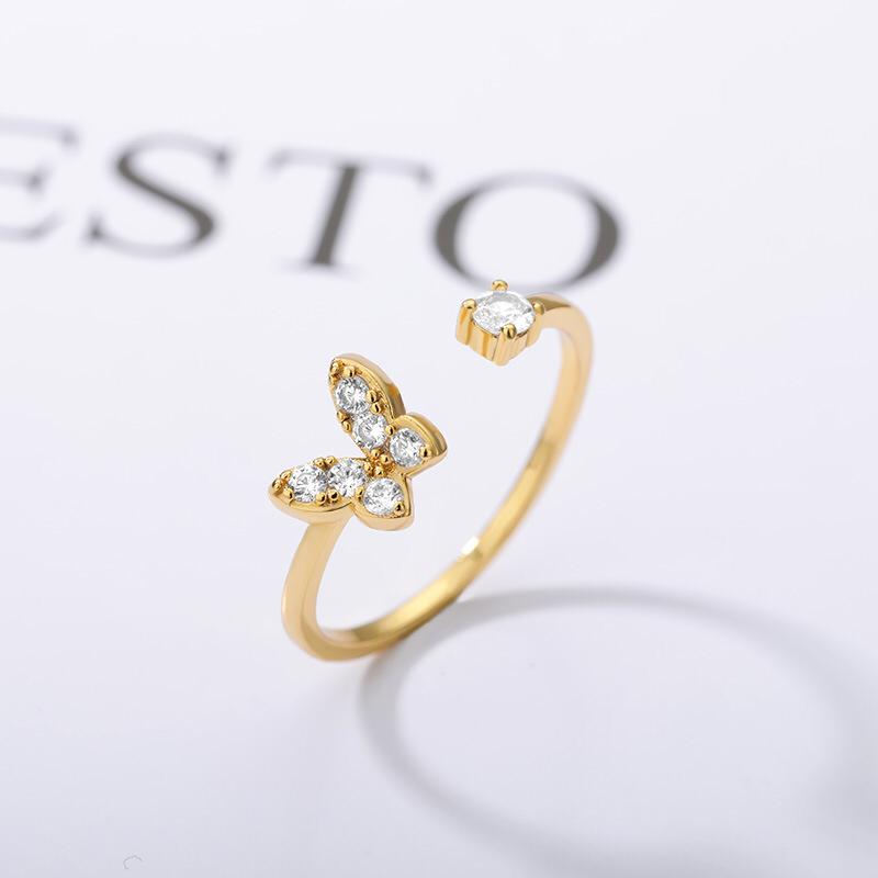 Anillo Butty Mariposa Regulable Acero Dorado