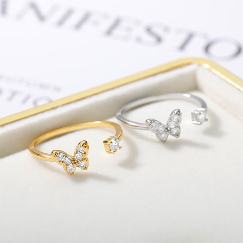 Anillo Butty Mariposa Regulable Acero Dorado
