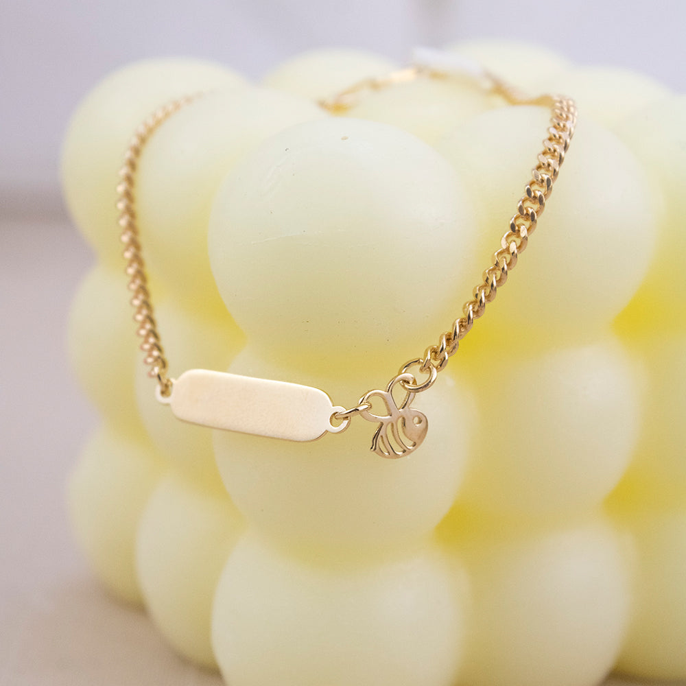 Pulsera para niños Abejita Plata Bañada en Oro