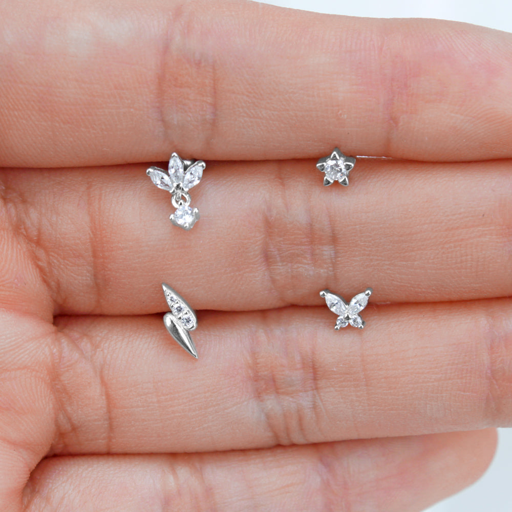 Piercing Mariposa Butt 925 Plateado Plata