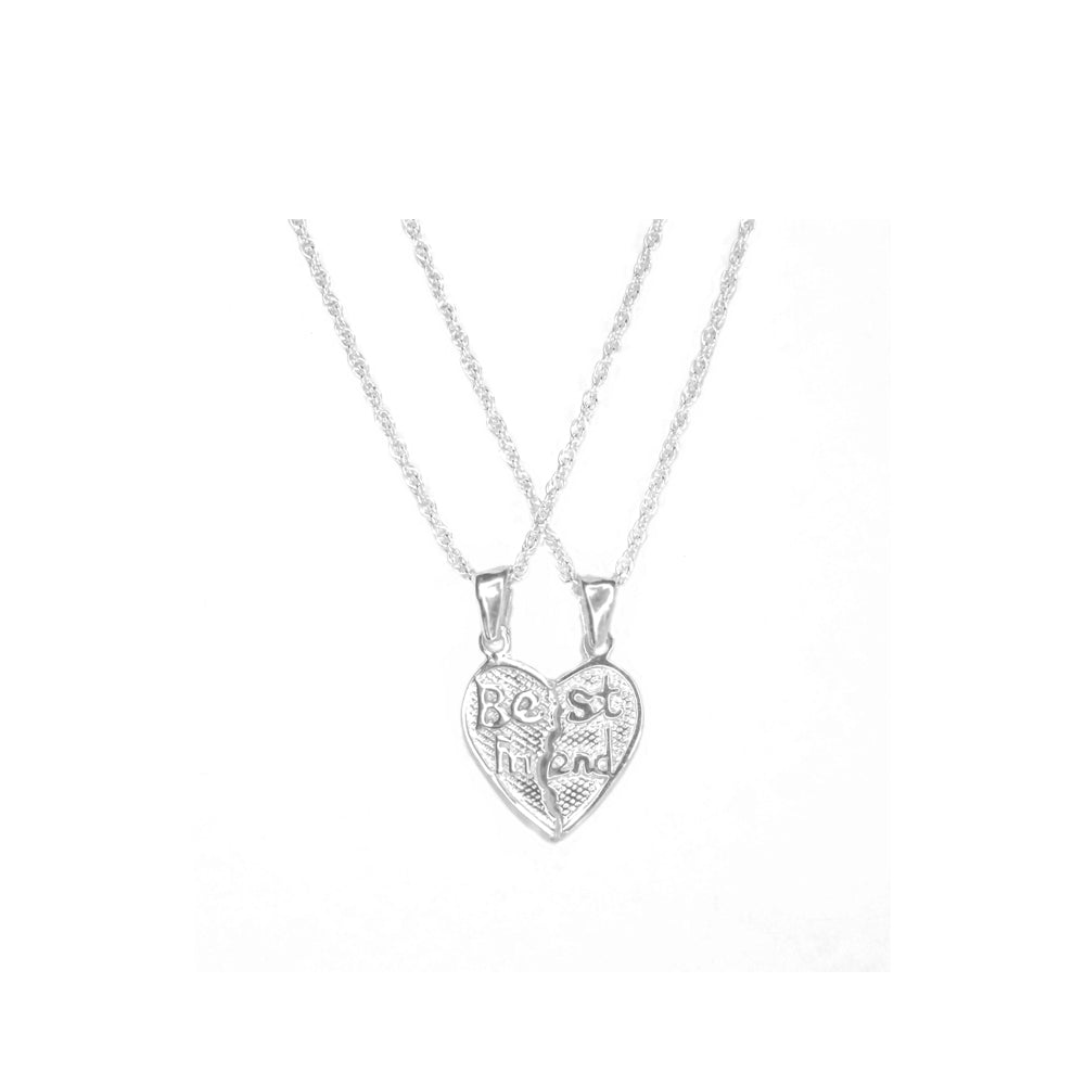 collar de amigas, collar para besties, collar de corazon partido, collar de plata para amigos, collar plateado para amigas
