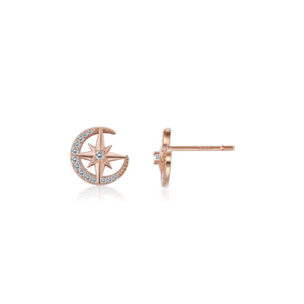 aretes pegados, aretes de estrella, aretes rosados de estrella, aretes con piedras y estrellas
