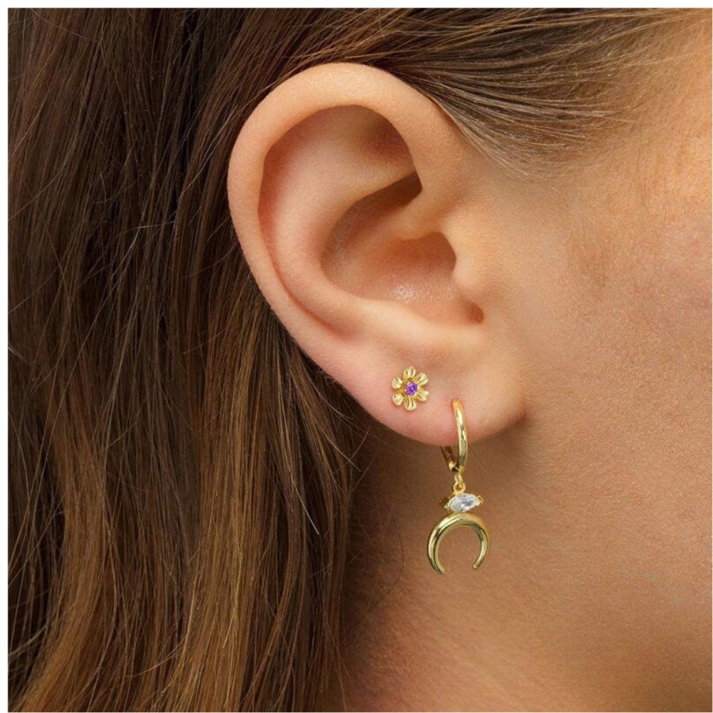 piercing de plata, piercing de flor, piercing con piedra, piercing con baño de oro, piercing dorado