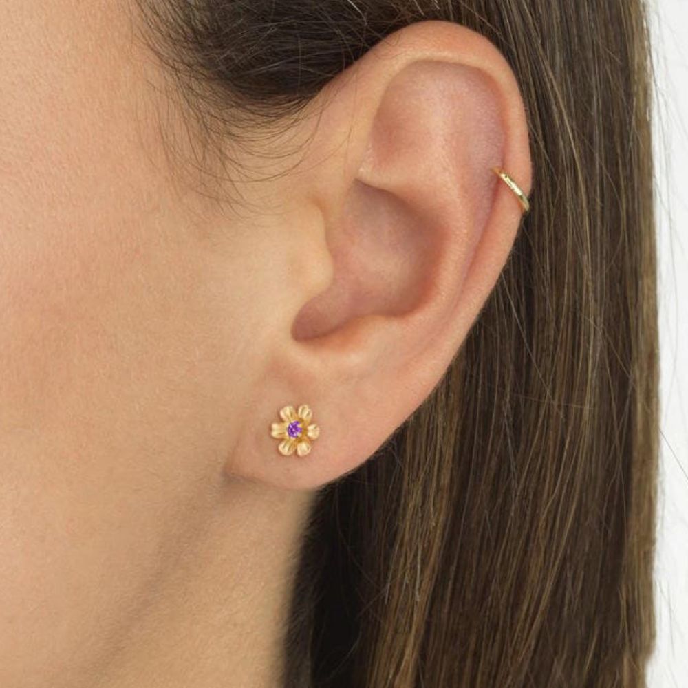 piercing de plata, piercing de flor, piercing con piedra, piercing con baño de oro, piercing dorado