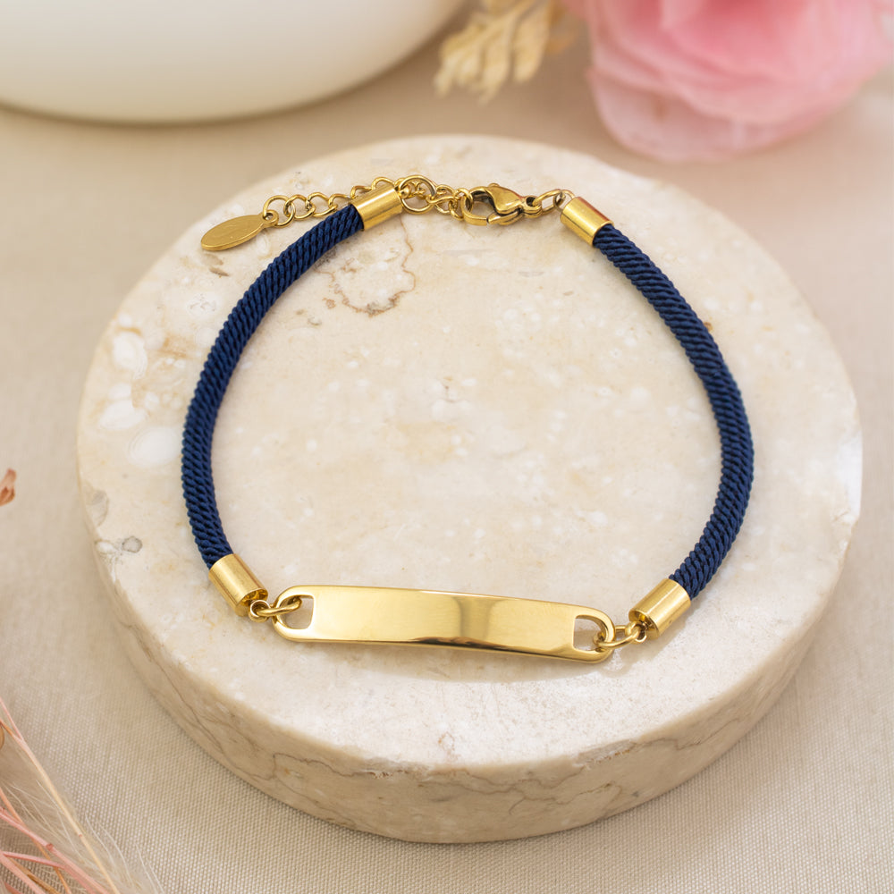 Pulsera de Soga Azul con Dije Plano