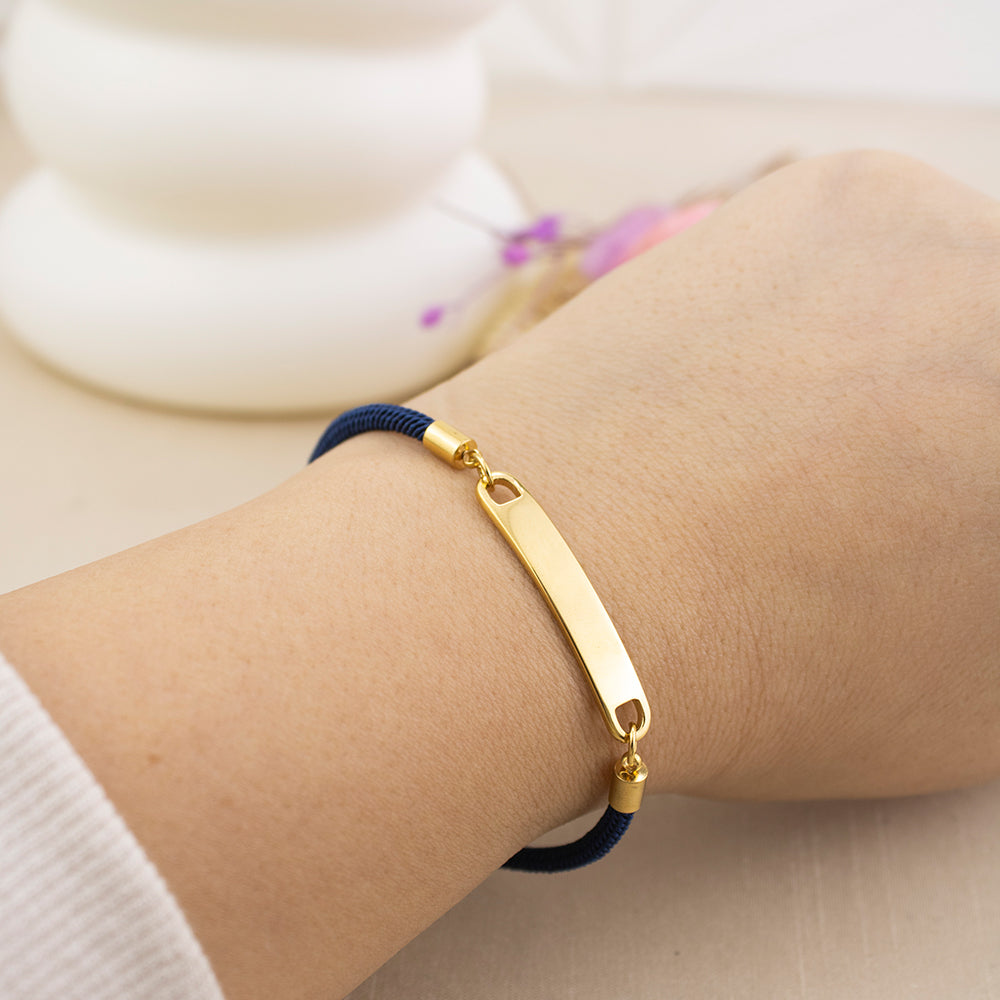 Pulsera de Soga Azul con Dije Plano