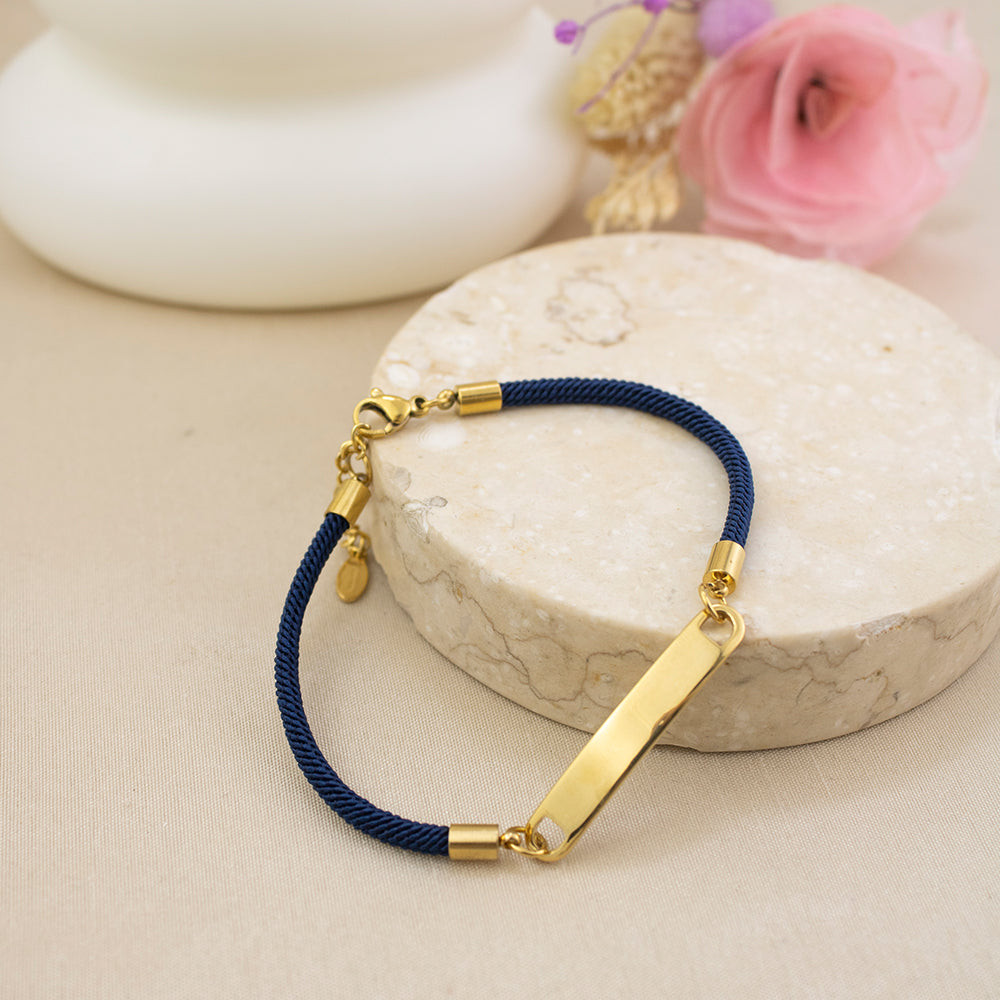 Pulsera de Soga Azul con Dije Plano