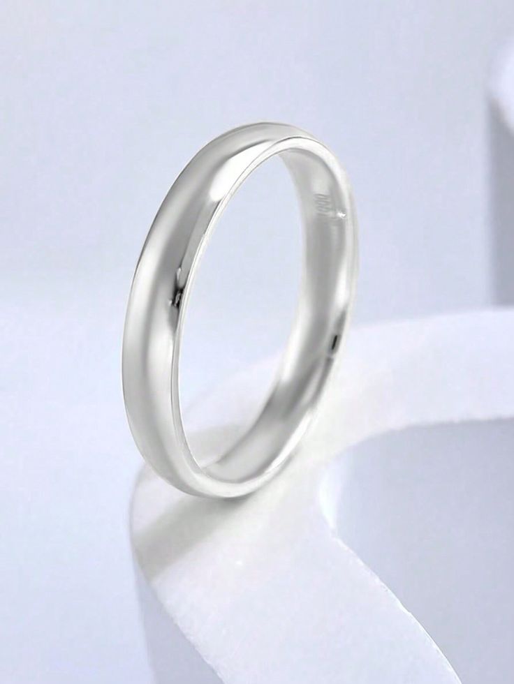 Anillo Aro Media Caña Liso Plata