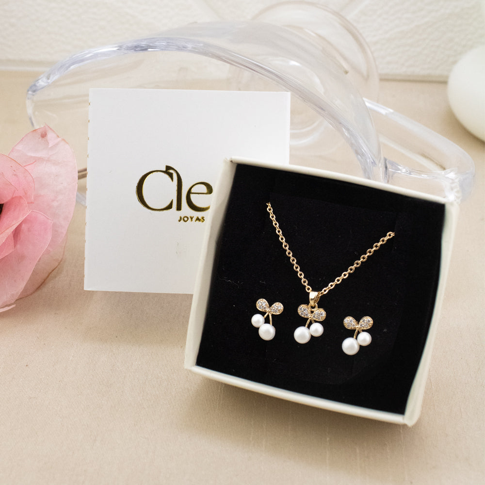 Set Cereza Perla Dorado Acero