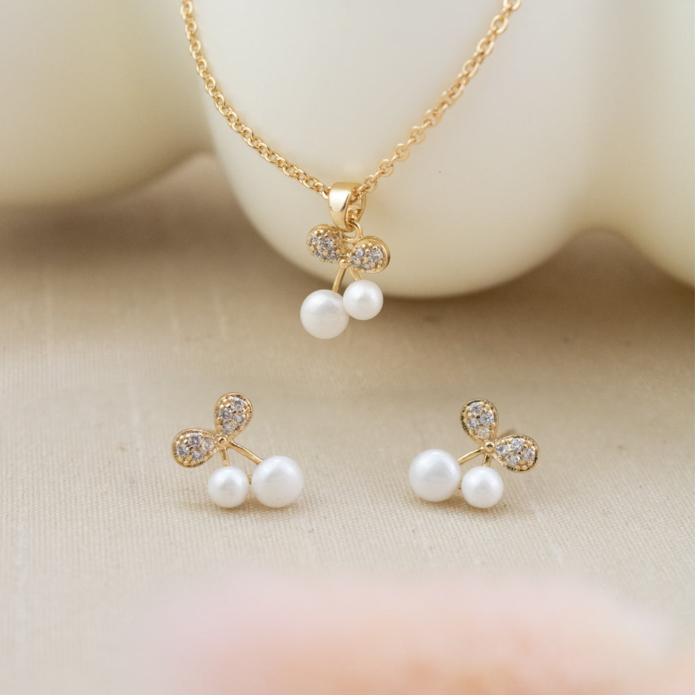 Set Cereza Perla Dorado Acero