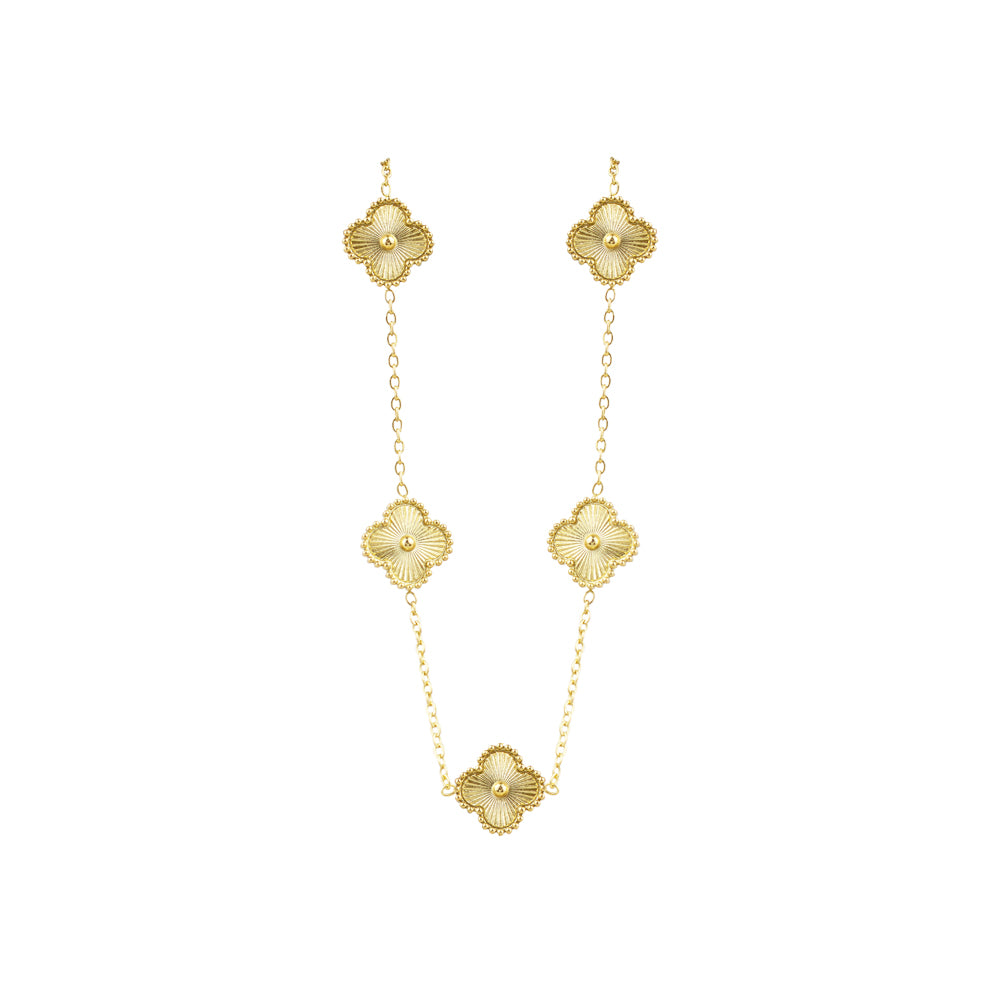 Collar de tréboles dorados en tendencia en tono dorado con cadena dorada
