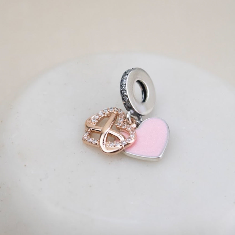 Dije Charm Corazón Doble Plata