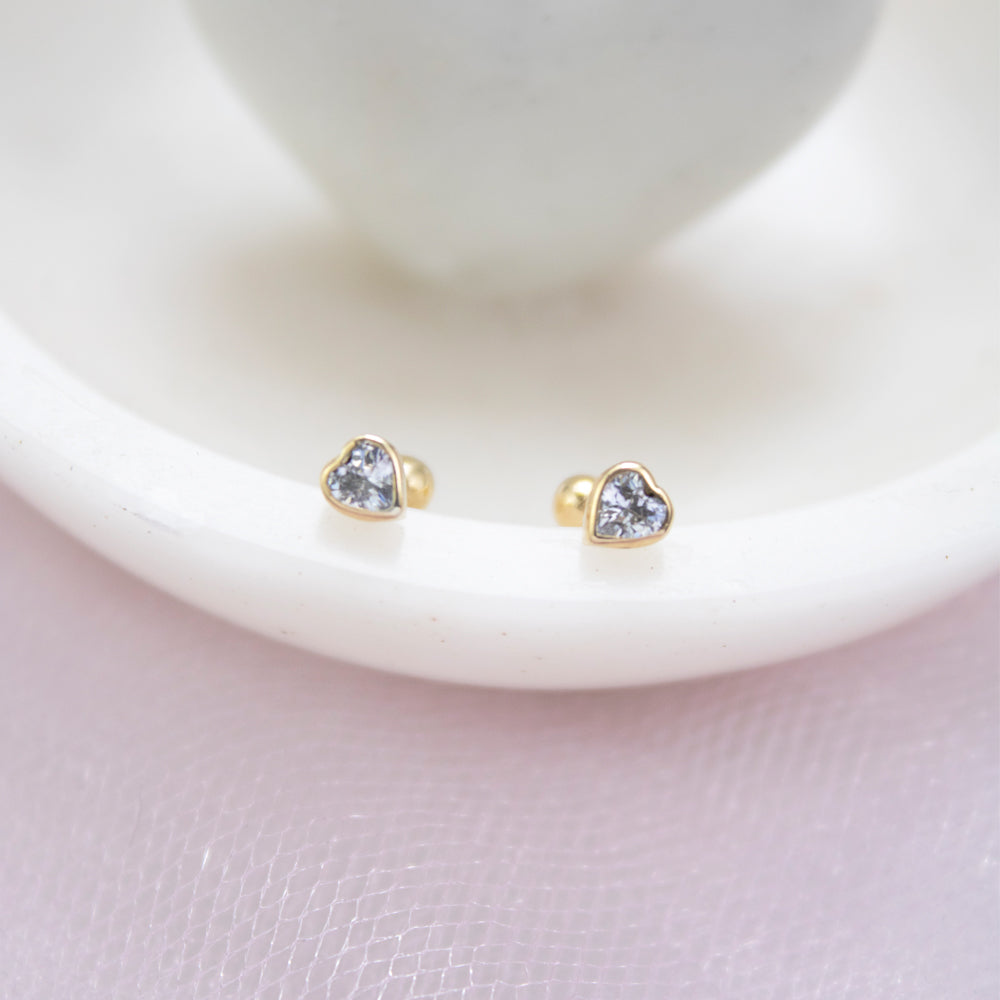 Arete Abridor Corazón Destello Oro 18k