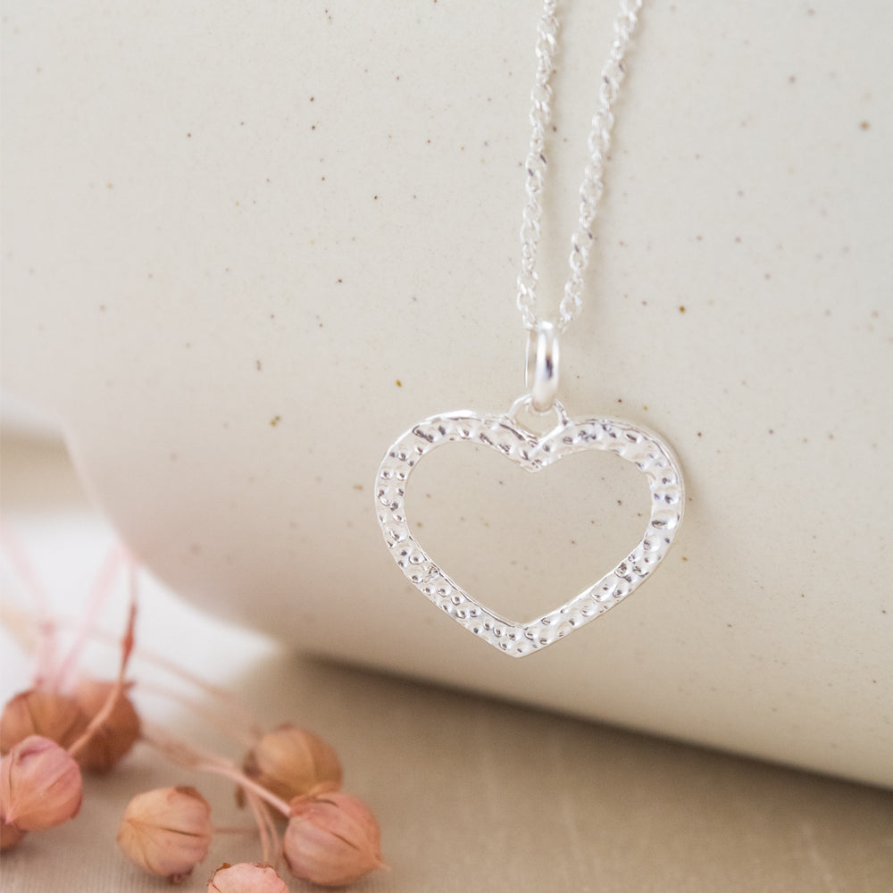 Collar Dije Corazón Plateado Plata