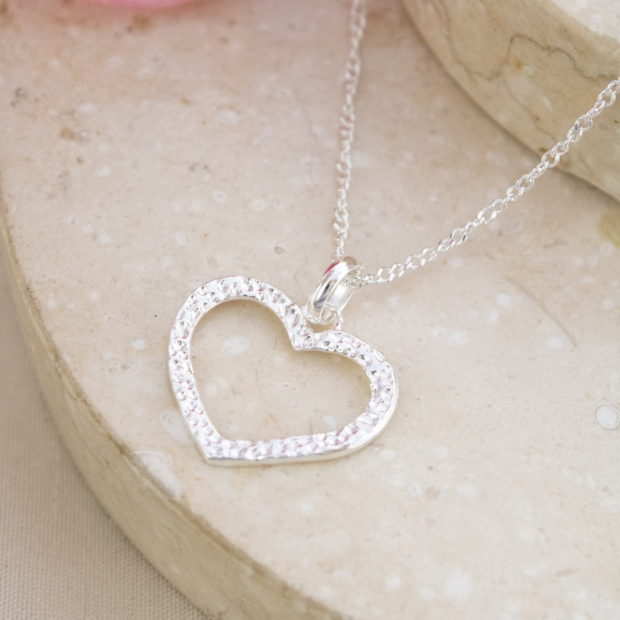 Collar Dije Corazón Plateado Plata