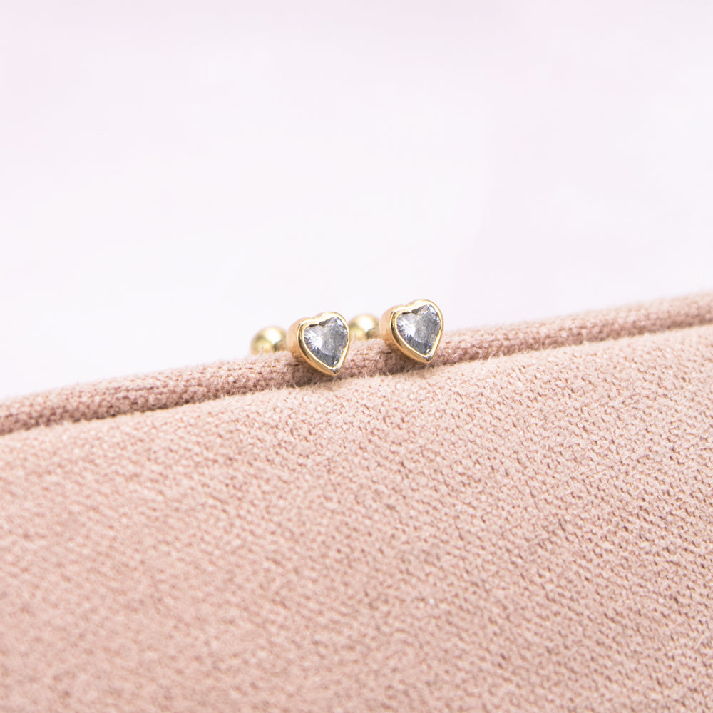 Arete Abridor Corazón Destello Oro 18k