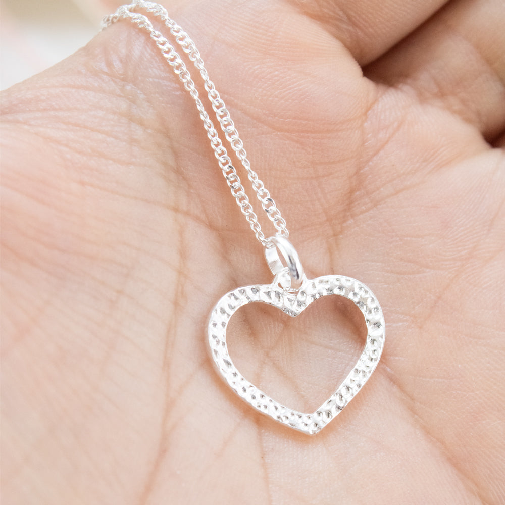 Collar Dije Corazón Plateado Plata
