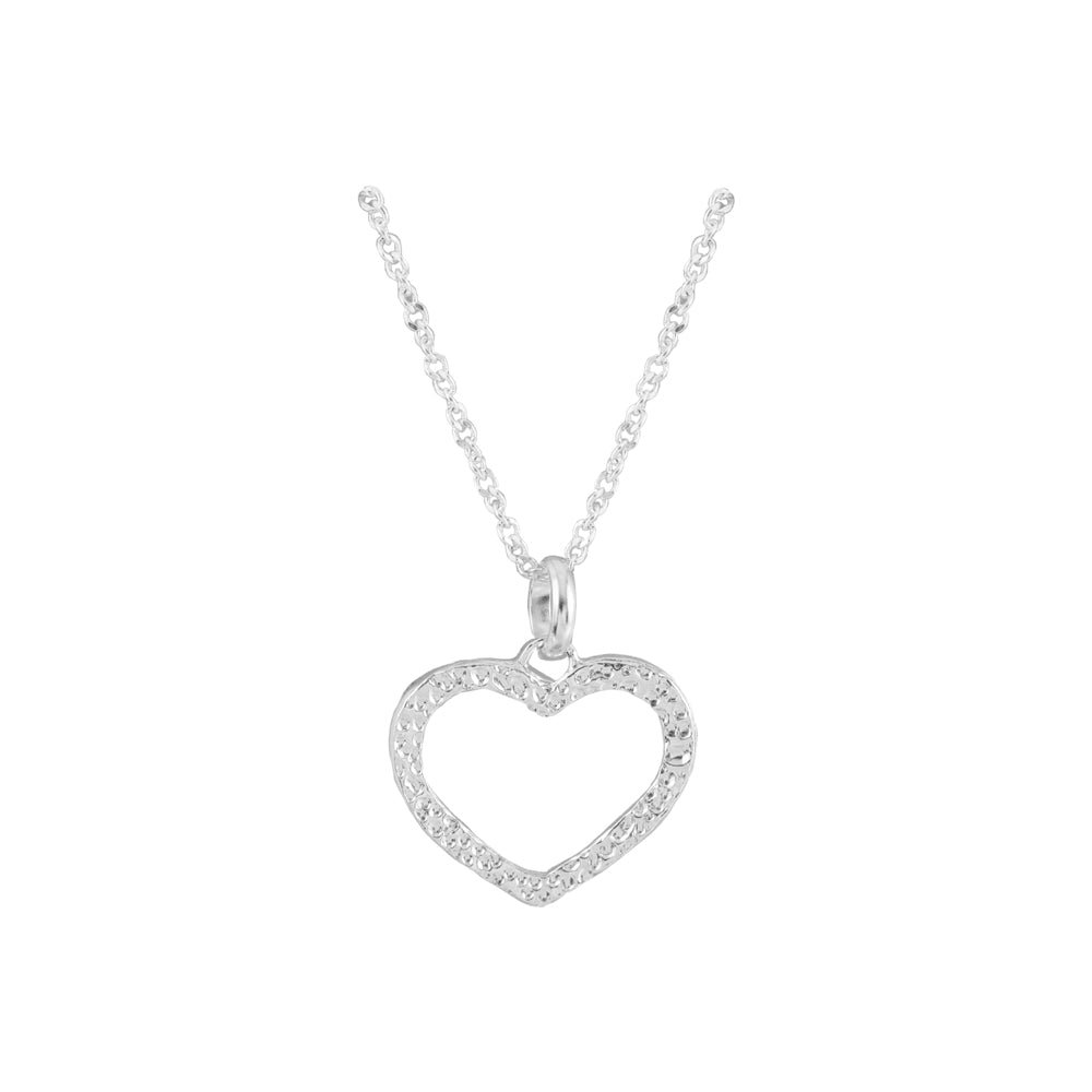 Collar Dije Corazón Plateado Plata